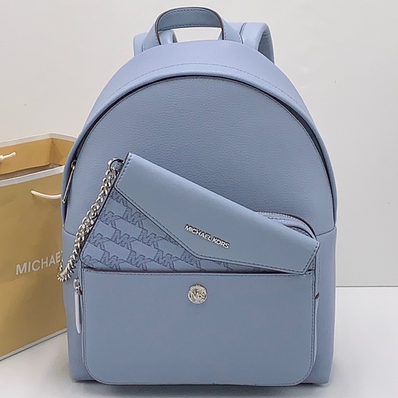 MICHAEL KORS Maisie Medium Pebbled Leather 2-in-1 BackpackPale Blue NWOT - Picture 1 of 16